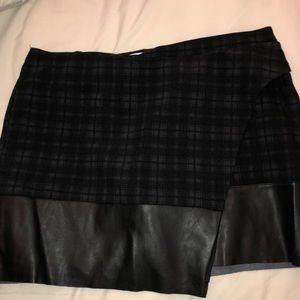 Plaid/leather skirt